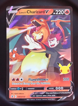 Pokemon TCG Lance's Charizard V SWSH133 Jumbo Black Star Celebrations Promo - NM - Image 1