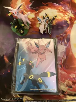 Pokemon Tcg Prismatic- Umbreon Espeon Figure, Pin And Sleeves Accessories Bundle - Image 1