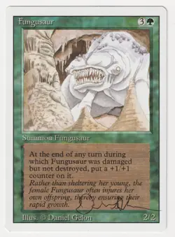 Signed Fungusaur LP Revised Edition Artist Daniel Gelon 1994 WOTC MTG Magic Rare - Image 1