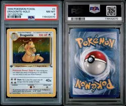 Pokemon Dragonite Fossil Holo 1st Edition 4/62 PSA 8 1999 Card - Image 2