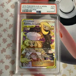 Pokemon Sun And Moon Cosmic Eclipse Cynthia & Caitlin Tag Team 228/236 PSA 9 - Image 1
