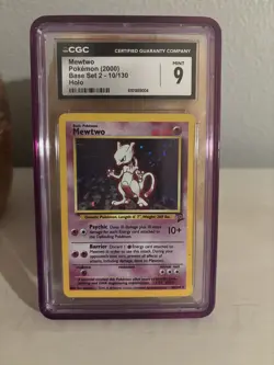 Pokemon Mewtwo 2000 Base Set 10/130 CGC 9 with guard - Image 1