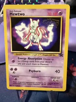 POKEMON Mewtwo 1999 "WB The First Movie" Black Star Promo Card #3 - Image 1