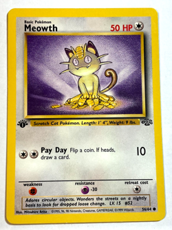 Pokemon Card 1st Edition Meowth 56/64 Vintage WOTC Jungle NM - Image 1
