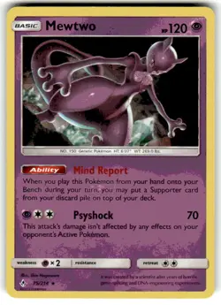 Pokemon Card Mewtwo Cracked Ice Holo Deck Exclusive (75/214) Unbroken Bonds LP - Image 1