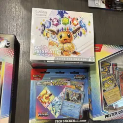 Pokemon Prismatic Evolutions Lot - Binder Box, Sticker Collec., ETB, Poster Col. - Image 5