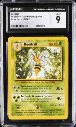 1999 POKEMON PORTUGUESE BASE SET #17/102 BEEDRILL CGC 9 - Image 1