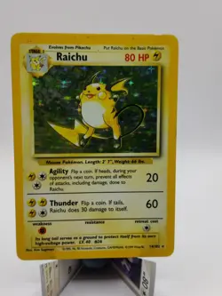 Pokemon Vintage EN Raichu Base Set Holo Rare #014/102 MP - Image 1