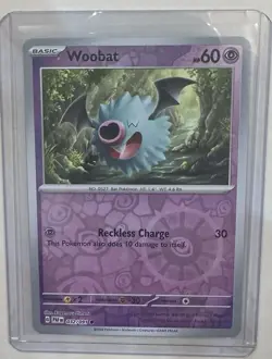 Pokemon TCG Woobat Paldean Fates 032/091 Reverse Holo Common - Image 1