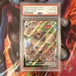 2020 Pokemon SWSH Rebel Clash Rillaboom VMAX #018 Full Art Holo PSA 10 - Image 1
