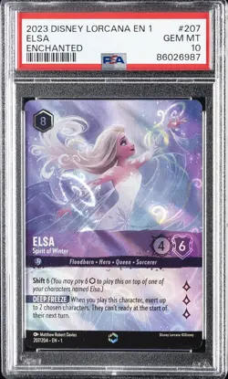 2023 DISNEY LORCANA EN 1-THE FIRST CHAPTER #207 ELSA - SPIRIT OF WINTER PSA 10 - Image 1