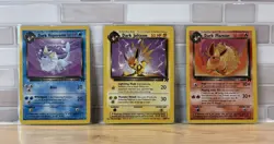 Vintage Pokemon Team Rocket Card Lot - Dark Vaporeon, Jolteon, Flareon (3 Cards) - Image 1