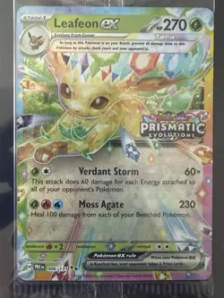 Pokemon TCG Prismatic Evolutions Leafeon ex 006/131 Stamped Promo Card Sealed - Image 2