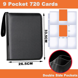 Premium 9-Pocket Zipper Card Binder for 720 MTG TCG Sports Cards - Black - Image 3