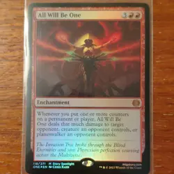 Magic: The Gathering All Will Be One Mythic Foil Red Enchantment Card - Image 1