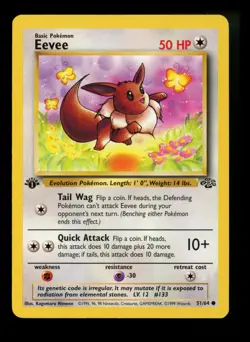 1st Edition Eevee 51/64 Jungle 1999 WOTC Vintage Pokemon Card TCG - Image 1