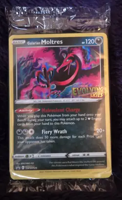 Galarian Moltres Evolving Skies SWSH125 Prerelease Promo Holo Sealed Pokemon TCG - Image 5