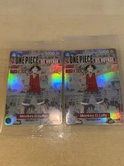 TWO 2x One Piece Monkey.D.Luffy College Basketball US Voyage Promo Card Sealed - Image 1