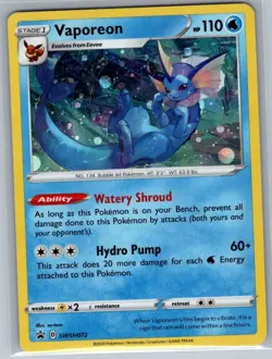 Vaporeon - SWSH072 Holo SWSH: Sword & Shield Promo Cards - Pokemon Card - NM - Image 1