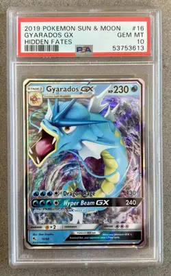 PSA 10 GEM MINT Pokemon Gyarados GX 16 Sun Moon Hidden Fates 2019 Full Art Rare - Image 1