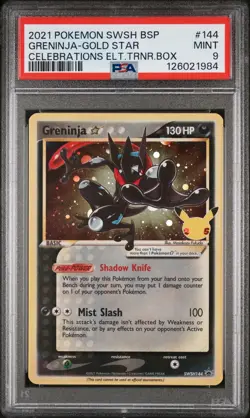 2021 POKEMON SWSH BLACK STAR PROMO #144 GRENINJA-GOLD STAR PSA 9 - Image 1