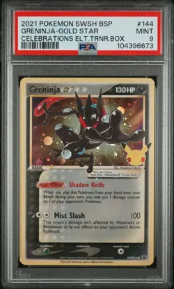 2021 POKEMON SWSH BLACK STAR PROMO #144 GRENINJA-GOLD STAR PSA 9 - Image 1