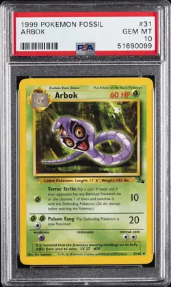 1999 POKEMON FOSSIL #31 ARBOK PSA 10 - Image 1