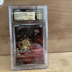 CGC 10 Pristine Team Rocket’s Meowth AR 109/098 Glory of the Rocket Gang Pokemon - Image 1
