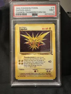 PSA 9 1999 Zapdos Holo Fossil Cosmos Thunderstorm DK #15 Pokemon TCG - Image 3