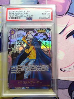 PSA 8 Trafalgar Law OP05-069 Comic Parallel Manga Art One Piece Card Japanese - Image 1