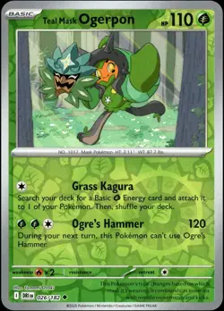 TEAL MASK OGERPON 026/182 REVERSE HOLO DESTINED RIVALS POKEMON CARD NM-Mint - Image 1