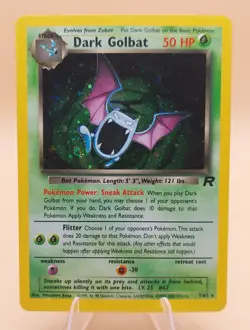 Dark Golbat Holo Rare Team Rocket 7/82 Pokemon Card - WOTC 1999 SWIRL - Image 1
