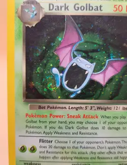 Dark Golbat Holo Rare Team Rocket 7/82 Pokemon Card - WOTC 1999 SWIRL - Image 2