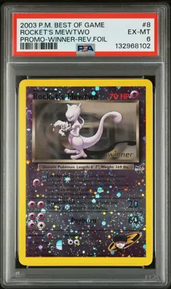 2003 POKEMON BEST OF GAME PROMO WINNER #8 ROCKET'S MEWTWO-REVERSE FOIL PSA 6 - Image 1