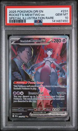 2025 POKEMON DRI EN-DESTINED RIVALS #231 TEAM ROCKET'S MEWTWO EX PSA 10 - Image 1