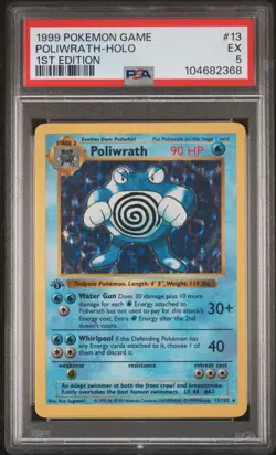 1999 POKEMON BASE SET 1ST EDITION #13 POLIWRATH-HOLO PSA 5 - Image 1