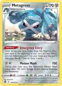 x1 Metagross - 119/195 - Holo Rare - Reverse Holo Pokemon SS12 Silver Tempest M/ - Image 1