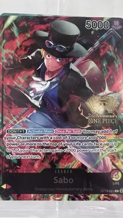 Sealed One Piece Second Anniversary Tournament Winner Leader Pack Ace Sabo Luffy - Image 3