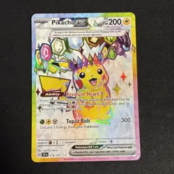 Pokemon TCG Sv08: Surging Sparks Pikachu EX Holo Card 219/191 - Image 1