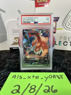 Pokemon Charizard V #154 Swsh09 Brilliant Stars Full Art PSA 9 2022 English - Image 1