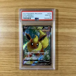 2021 POKEMON JAPANESE SWORD & SHIELD EEVEE HEROES #072 FULL ART/FLAREON V PSA 10 - Image 1