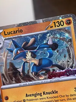 POKEMON LUCARIO 114/198 RARE COSMOS HOLO WITH SWIRL SCARLET VIOLET STAMPED NM - Image 2