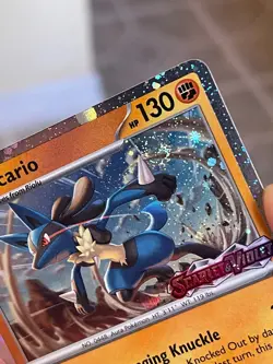 POKEMON LUCARIO 114/198 RARE COSMOS HOLO WITH SWIRL SCARLET VIOLET STAMPED NM - Image 3