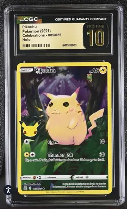 Pokemon Celebrations Pikachu 005/025 Holo CGC PRISTINE 10! POP 29 - Image 1