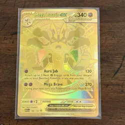 Pokemon TCG Mega Lucario EX 188/132 Secret Rare Gold Full Art Holo Card - Image 1