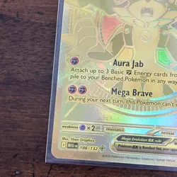 Pokemon TCG Mega Lucario EX 188/132 Secret Rare Gold Full Art Holo Card - Image 5