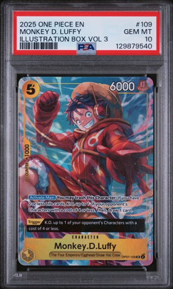 2025 ONE PIECE PROMOS 109 MONKEY D. LUFFY ILLUSTRATION BOX VOL.3 PSA 10 - Image 1