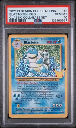 Pokemon Card Blastoise 002 Celebrations PSA 10 Base Set Gem Mint Holo 2021 1998 - Image 1