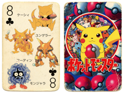 1998 Vintage Alakazam/Tangela 8 of Clubs Pokemon Televi-kun Poker Playing Card - Image 1