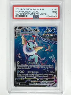 2021 Pokemon SWSH Vaporeon Premium Collection Vaporeon VMAX BSP SWSH182 PSA 9 - Image 1